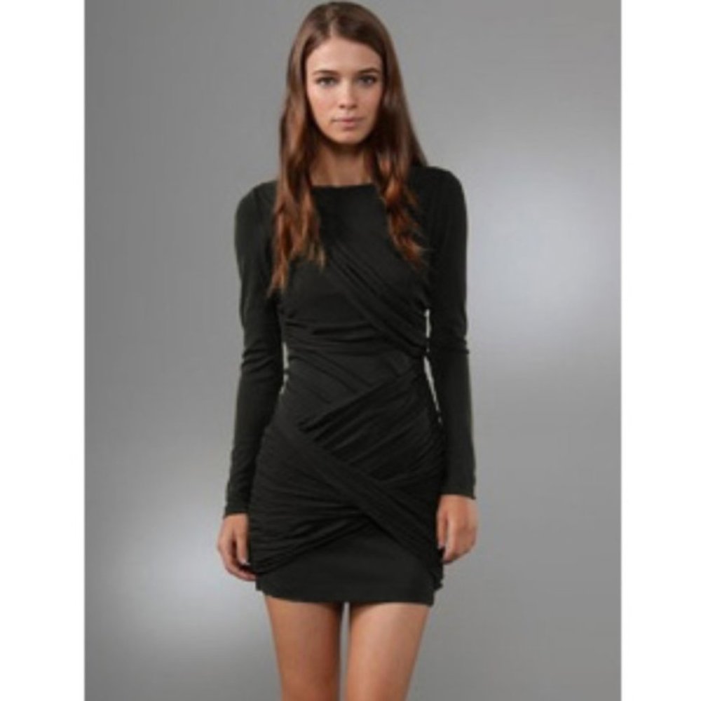 Alice + Olivia Goddess Dress, Long Sleeve Black Mini Sz 0